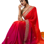 Shaded Gottapatti Work Saree | Orange to Magenta | Jaipurio Designer Collection